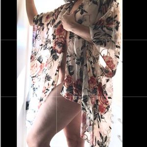 Rose pattern kimono shawl